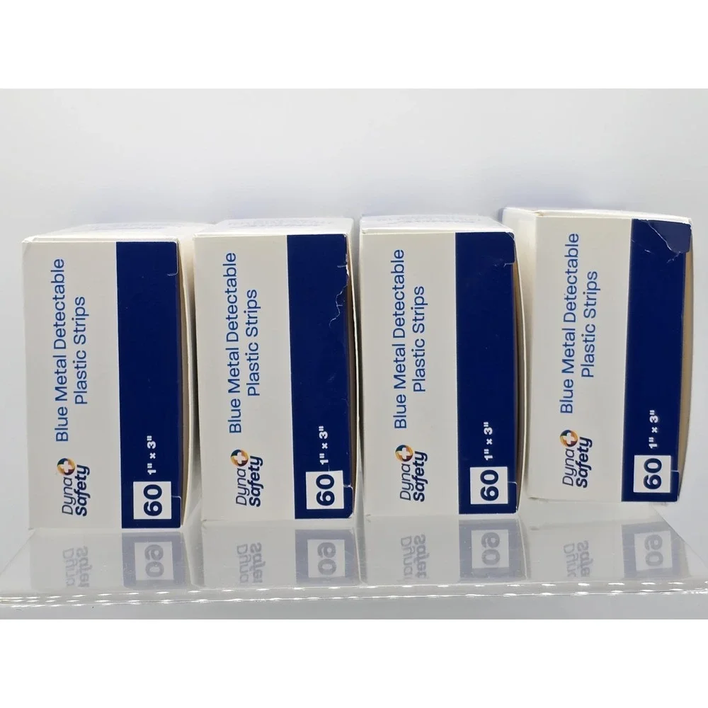 4 Lot Of NEW Dynarex Blue Metal Detectable Plastic Strips, 60 Count, 1